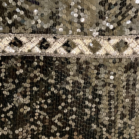 Special Occasion Gown By Caché: Black & Silver Sleeveless Sequin Gown - Size 6 - Picture 7 of 13